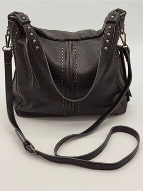 Montana West Studded Black Leather Crossbody & Shoulder Bag